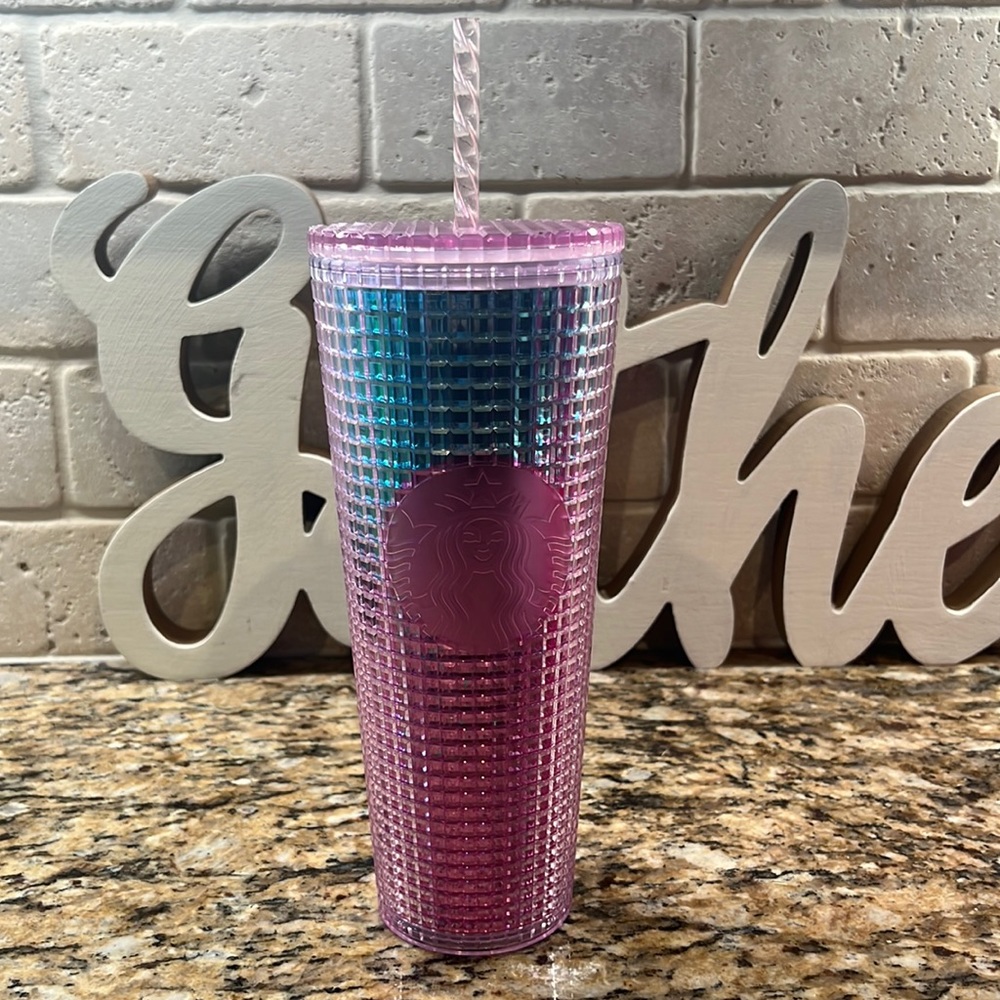 Pink / blue Starbucks cup